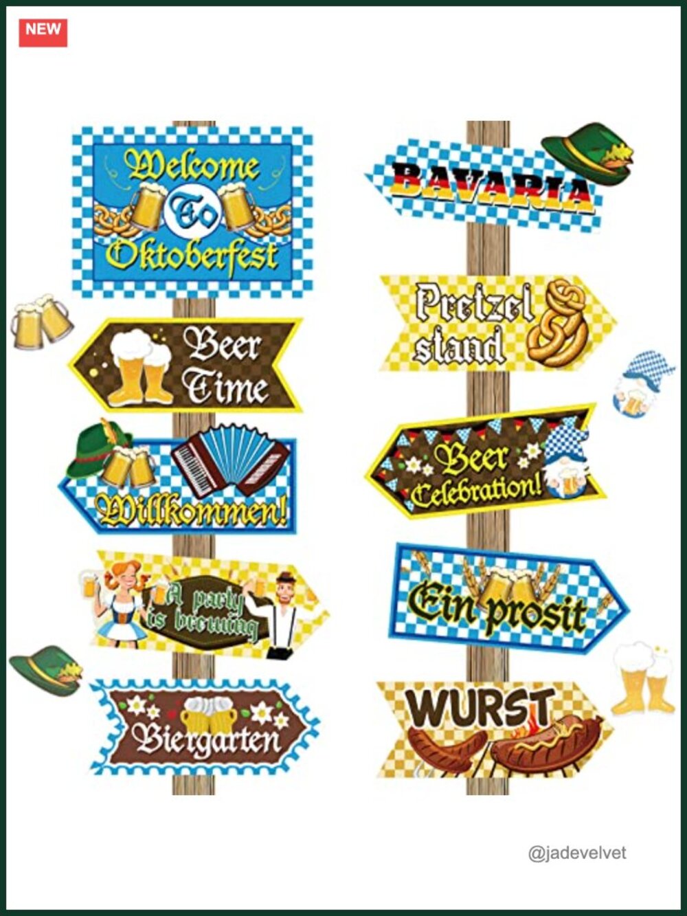 20 Pcs Oktoberfest Yard Signs German Beer Festival Party Decorations